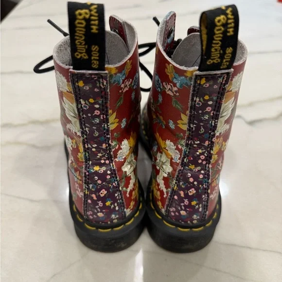 Dr Martens 1460 Pascal Boots Size 5 Floral Clash Wanderlust Red Purple - Picture 5 of 14